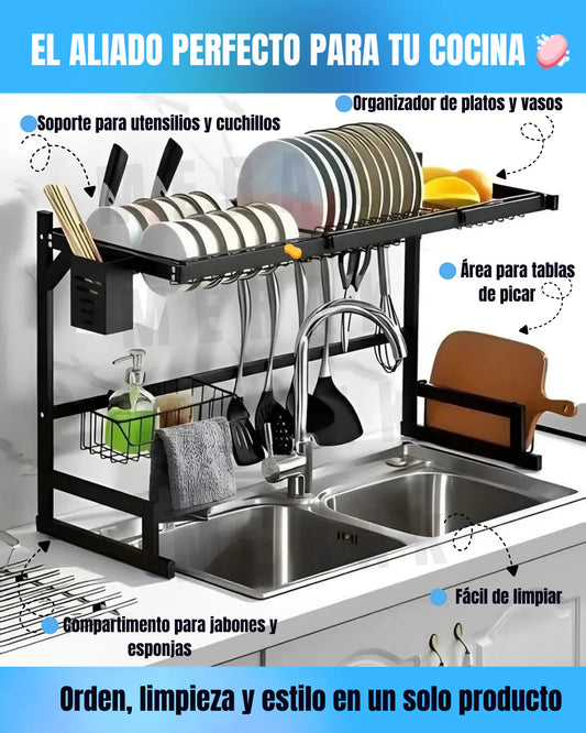 ESTANTE ESCURRIDOR 2 NIVELES 85 cm NEGRO