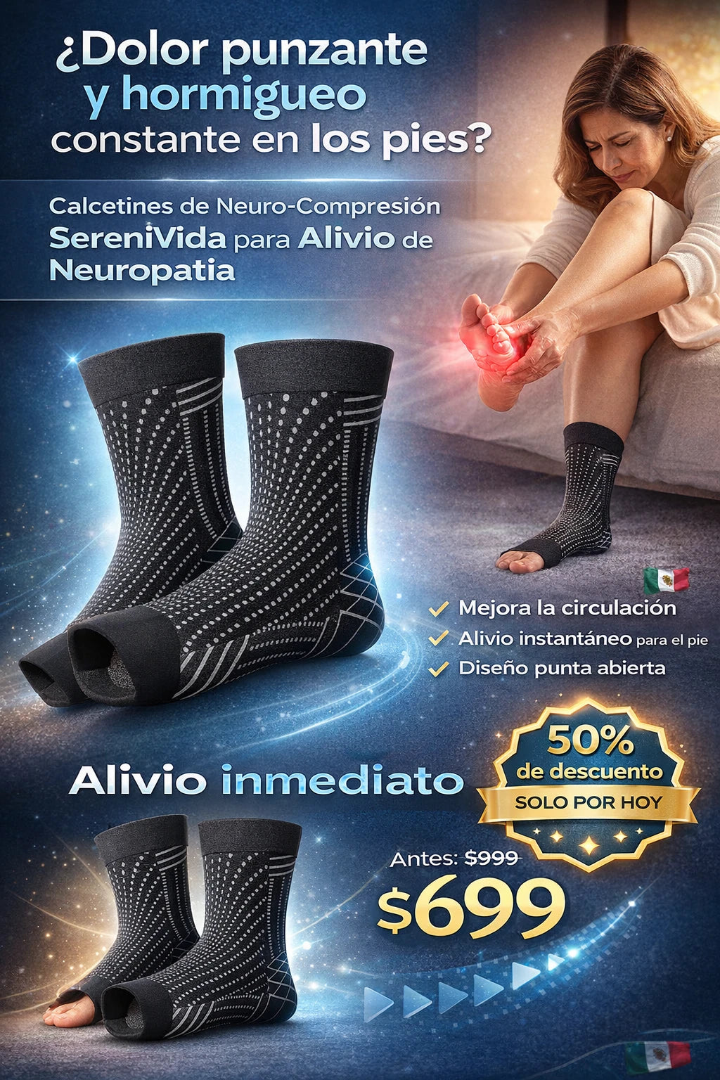 Medias De Compresión - Obtén Alivio Instantáneo De Pies Hinchados Y Adoloridos