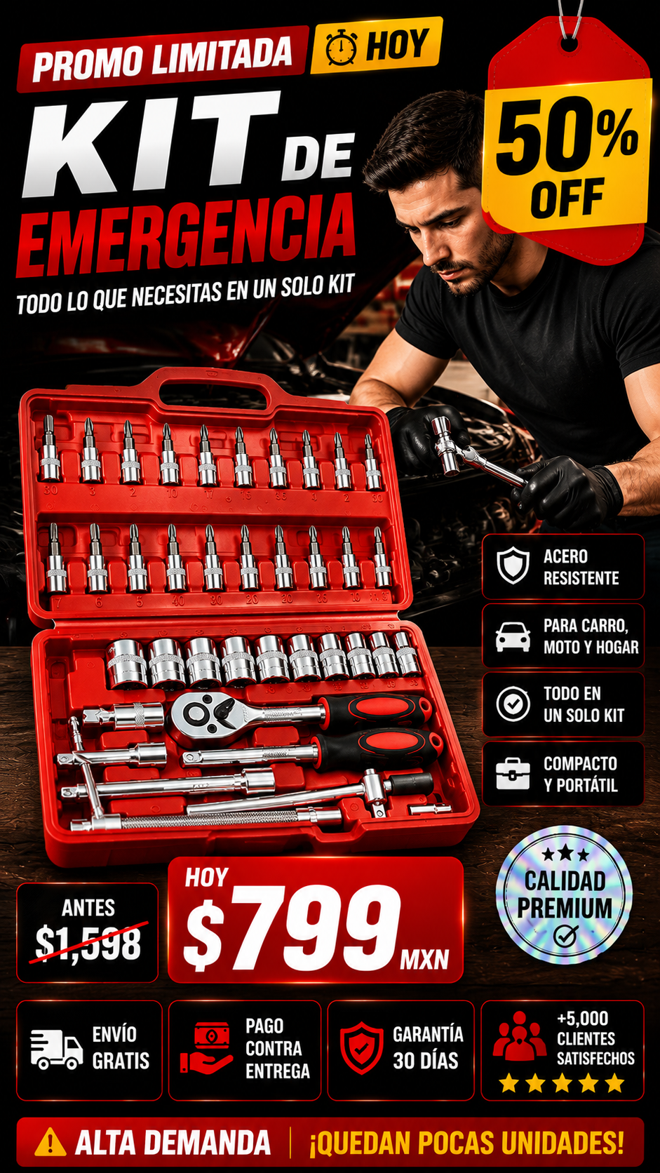 Juego De Llaves De dados de 46 Piezas