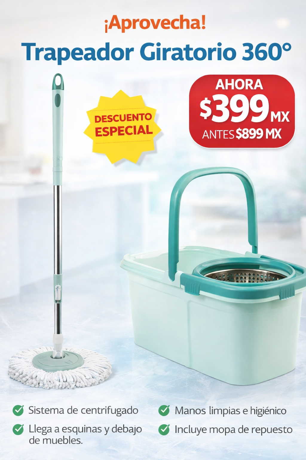 Trapeador Giratorio  con Cubeta 360 A.P