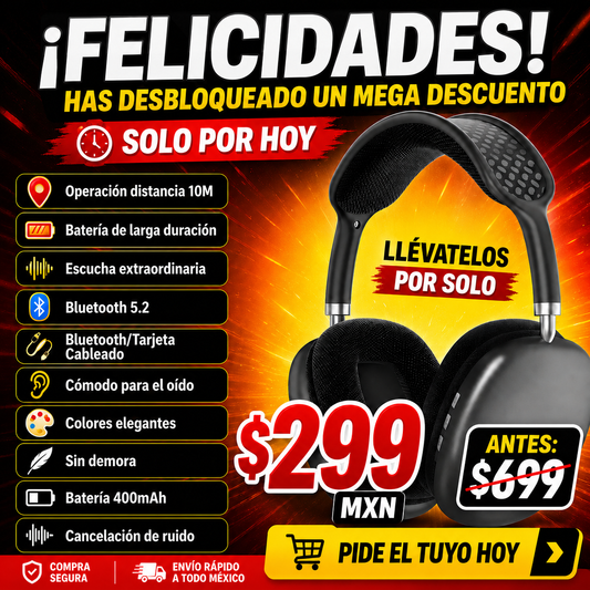 Audífonos Bluetooth P9 Plus – Diadema Inalámbrica con Sonido Potente🎶