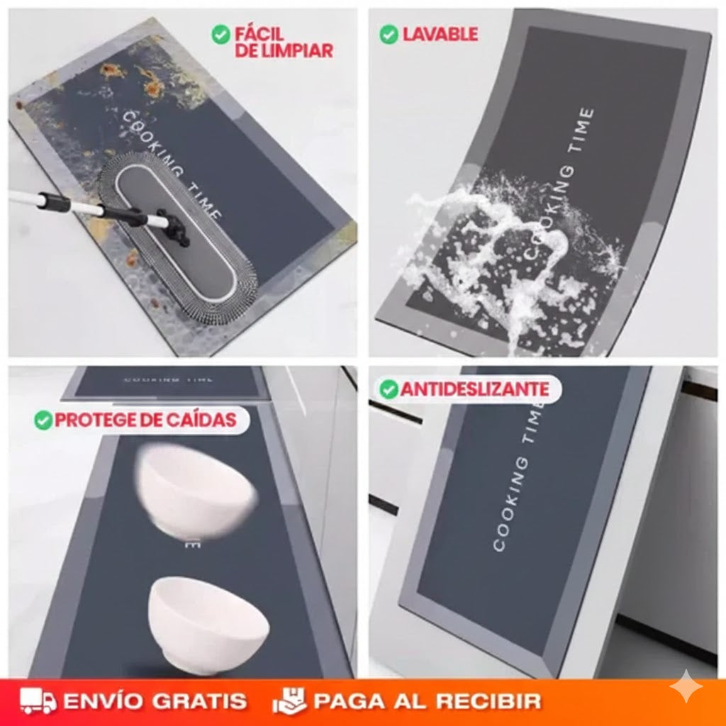 COMBO DE 2 ALFOMBRAS ANTIDESLIZANTES, SUPER ABSORBENTES PARA COCINA ✅