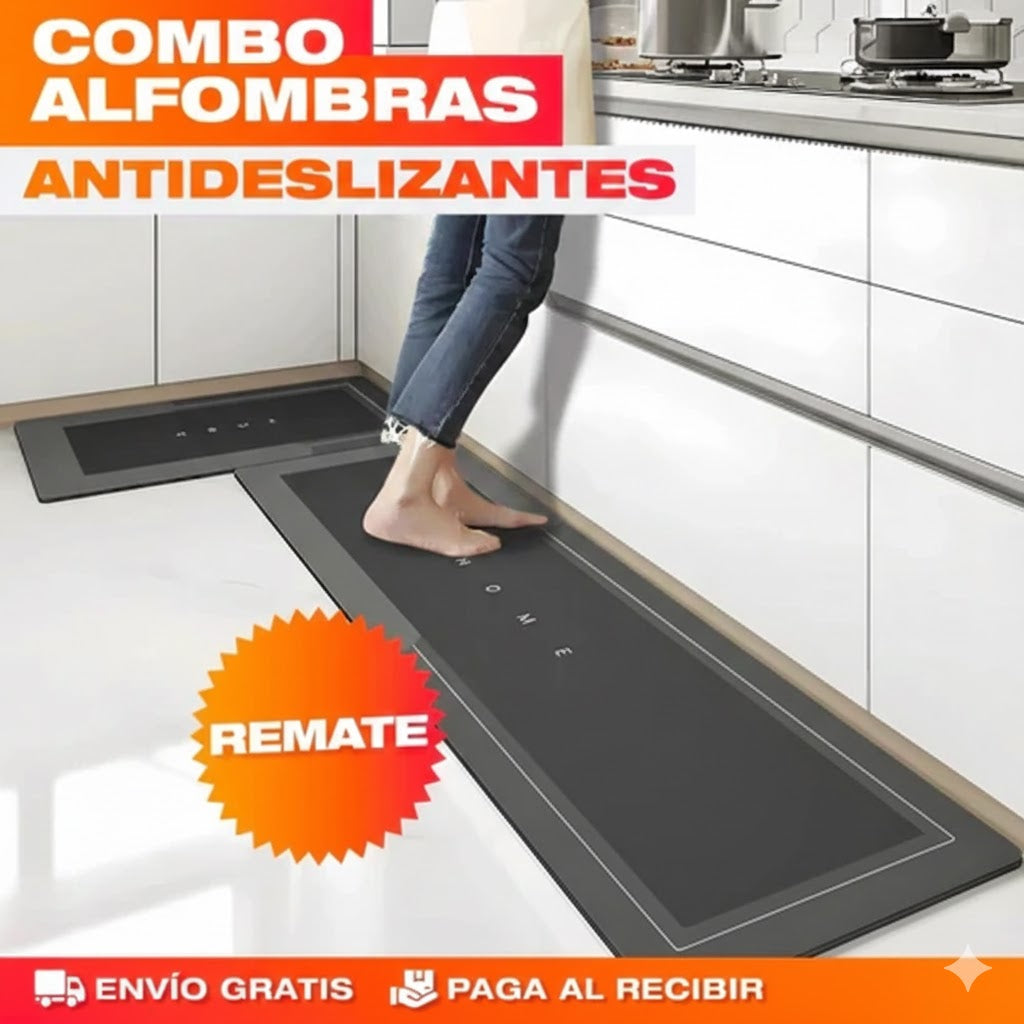 COMBO DE 2 ALFOMBRAS ANTIDESLIZANTES, SUPER ABSORBENTES PARA COCINA ✅
